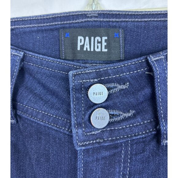 Paige Claudine Women's 25 Bootcut Dark Wash Cropped Jeans Stretch Front Slit - Picture 4 of 12